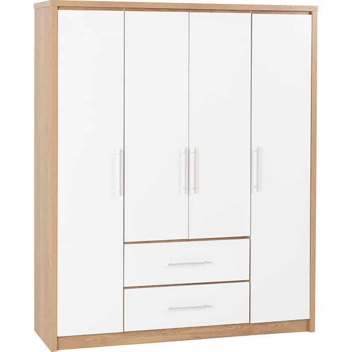 Seville 4 Door 2 Drawer Wardrobe In Various Finishes - Click Image to Close
